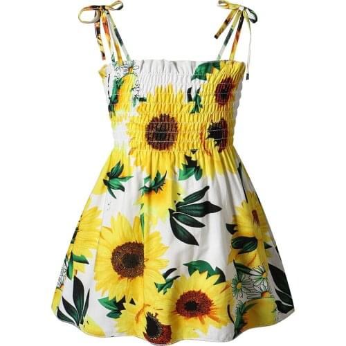 Summer Girls Floral Dress Sling Ruffles Bohemian Beach Princess Dresses for Girl Clothing 2-7T Years Girl Clothing Beach Dress