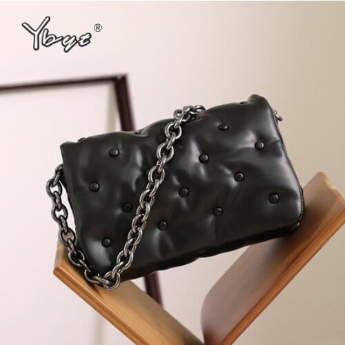 Fashion Rivet Womens Bags 2021 Solid Color PU Leather Underarm Bag Chain Shoulder Handbags And Purses Ladies Clutch Bags