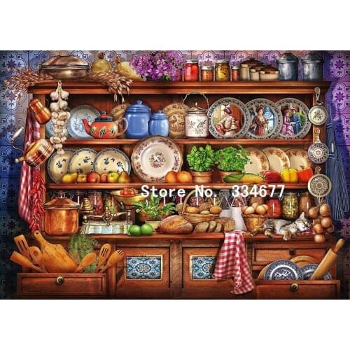 Mums Kitchen Dresser Embroidery for Needlework Crafts14CT Counted Unprinted DIY Cross Stitch Kits Handmade Arts Wall Decor