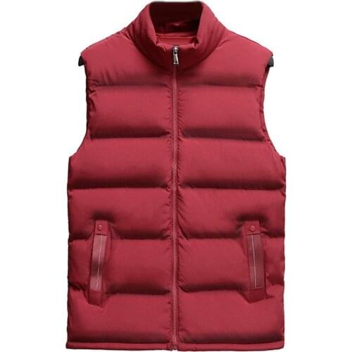 Mens Jackets Vests Winter Warm sleeveless Mens Vest Stand Collar Cotton Vest Plus Size Zipper Pocket male Waistcoat men Jackets