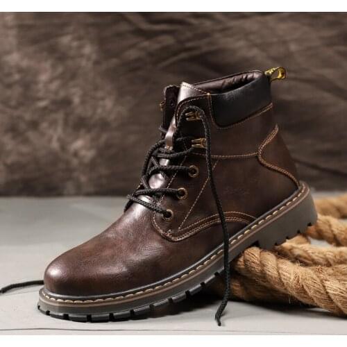 New Warm Winter Mens Boots Genuine Leather Ankle Boots Men Casual Shoes Men Tactical Military Fur Boots For Men Motorcycle Shoes