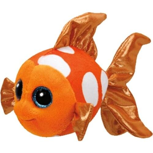 New 6" 15cm Ty Big Glitter Eyes Sami the Fish Plush Stuffed Animal Collectible Soft Orange fish Doll Toy Boy and girl Gift