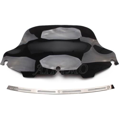 Motorcycle Slotted Stock Batwing Trim+8" Black ABS Plastic Wave Windshield Windscreen Fit For Harley Touring Electra Glide 96-13