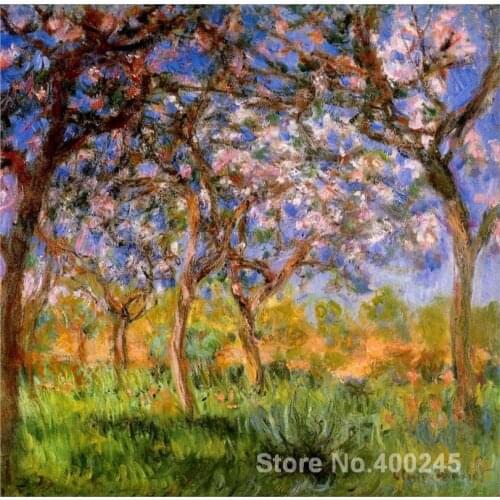 Landscape Oil Painting Giverny in Springtime by Claude Monet Room decor Hand painted High quality