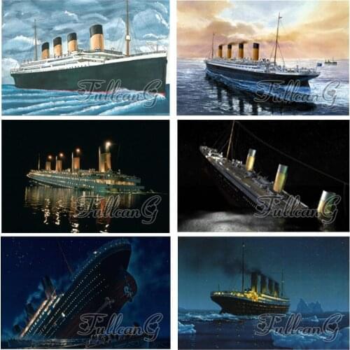 FULLCANG full square/round drill 5d diy diamond painting titanic mosaic embroidery cruise ship rhinestone cross stitch kit FC534