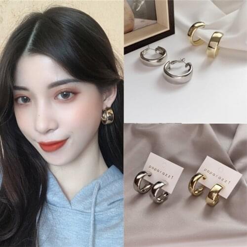 Simple Punk Circle C-shape Metal Minimalist Big Hoop Drop Earrings Women Butterfly Rhinestone Tassel Wedding Earring Jewelry