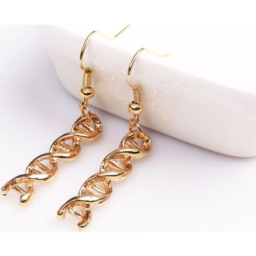 RJ Hot Sale Fashion Jewelry Gold Plating DNA Earrings Chemical Formula DNA Molecular Earrings Women&Girls Gift brincos