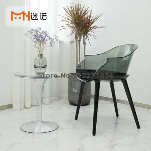Nordic Light Luxury Creative Transparent Chair Modern Minimalist Plastic Dining Chair Coffee Designer Armrest Backrest Office Ch