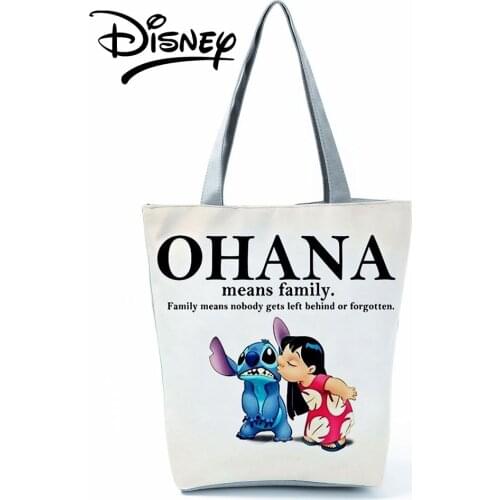 Disney Lilo Stitch Handbags High Capacity Tote Girl Cartoon Shoulder Bag Women Reusable Shoppaing Bag Outdoor Travel Beach Bag