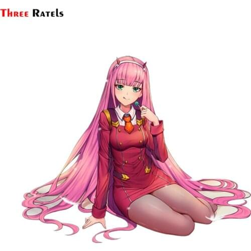 Three Ratels FC277 Darling in the Franxx 02 zero two waifu Anime bike stickers on car Motorcycle Suitcase fridge