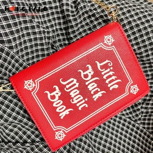 Retro Magic Book Clutch Bag for Women Black Pu Leahter Shoulder Chain Bag Small Purses and Handbags Crossbody Bag Female Pouch