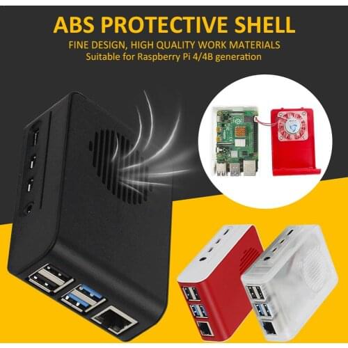 ABS Protective Shell With Glare Fan Simple Color Protective Buckle Corrosion Resistance Case For Raspberry Pi 4 8.5x5.5x2.5CM