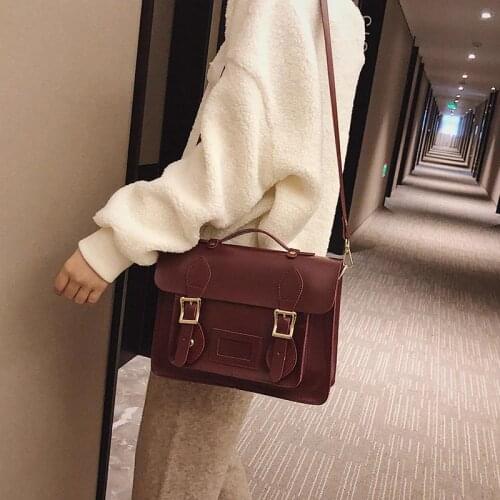 Korean vintage Women handbag preppy style female shoulder bag pu leather ladies Totes girl messenger bags