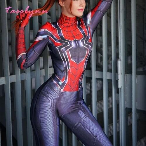 Women Spider Girl Iron Spider Costume Super Zentai Hero Suit Halloween Costumes Party Fancy Anime Clothes