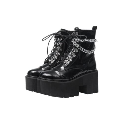 Winter womens gothic zip-up bare boots casual punk style chunky ankle boots