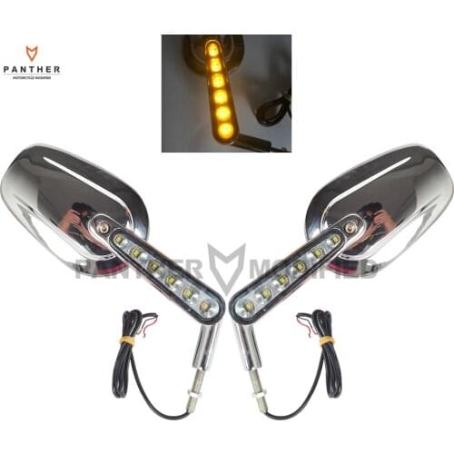 1 Pair Chrome Motorcycle Mirror Muscle LED Turn Signals Light Moto Rear side View mirrors case for Harley V-ROD V ROD VRSCF