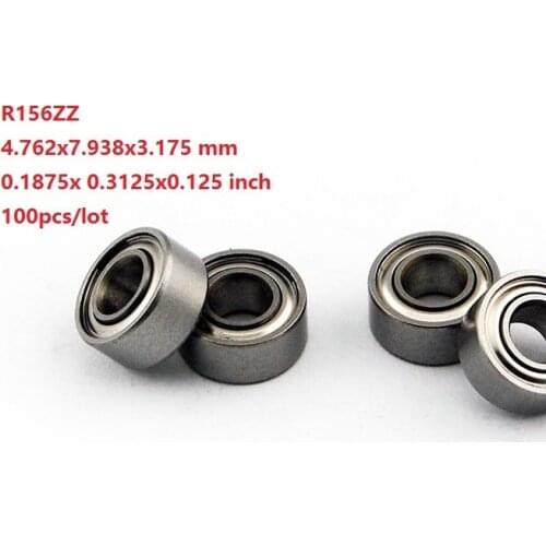 100pcs/lot R156ZZ R156 ZZ Z 0.1875x 0.3125x0.125 inch Miniature metal cover Deep Groove Ball bearing 4.762x7.938x3.175mm