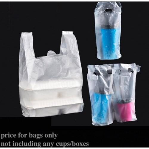 100x Beverage Package Bagfor Drink Coffee Tea Soup Meal Food Carryout Bag Take-out Carry-out Take-away Transparent