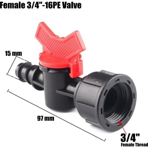 20pcs 3/4''-16mm PE Irrigation Hose Mini Valve Garden Water Connectors Drip Irrigation System Tube Fittings Water Hose Switch