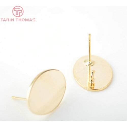 10PCS Oval 17.5x13MM 24K Gold Color Brass Oval Stud Earrings High Quality Diy Accessories Jewelry Findings