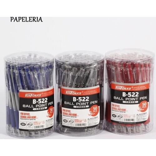 50Pcs/box Red Blue Ink Ballpoint Pen Set Transparent Ballpoint Pen Writing Ball Pens School Office Stationery Supplies 0.7mm