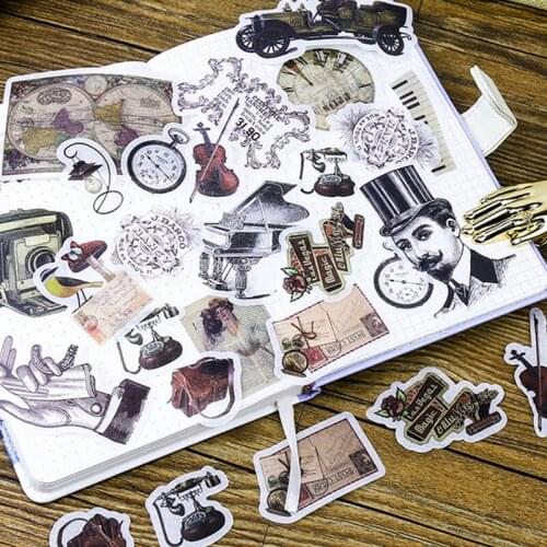 60PCS Vintage Era Sticker DIY Scrapbooking Junk Journal Base Collage Phone Diary Album Happy Planner Decoration Material