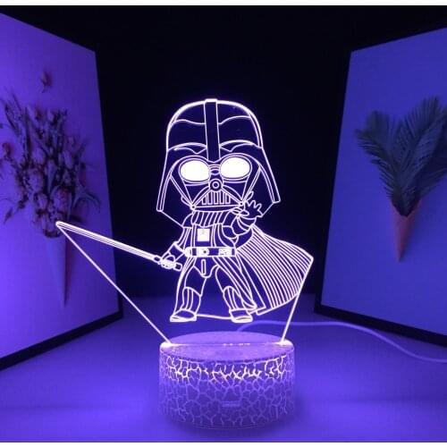 Animation Peripherals Man With Helmet And Stick Acrylic Light Guide Plate 7 Color Changes With Remote Control USB Charging