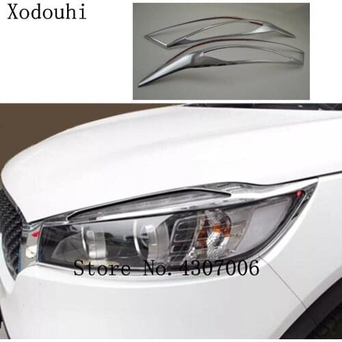 Car Body Styling Front Head Light Lamp Hood Molding Frame Stick ABS Chrome Cover Trim 2pcs For Kia Sorento 2015 2016 2017