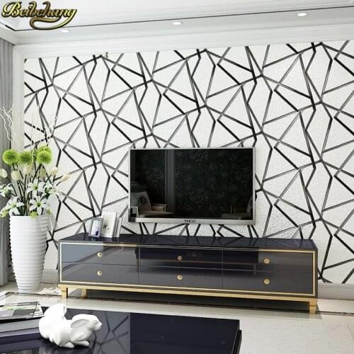 Beibehang Deerskin Modern Geometric triangles Embossed Flocking Mural Wallpaper Roll Living room wall papers home decor sticker