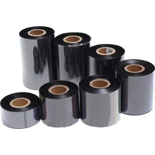 Black resin ribbon 70*300M for barcode label printer can print adhesive paper silver PET label