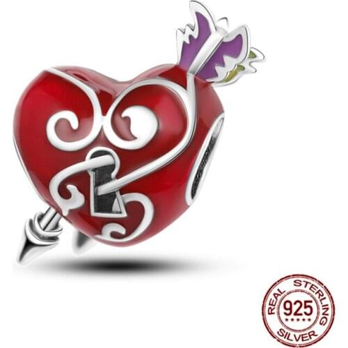 Pandach 925 Sterling Silver Bird In Heart Flower Charms Beads Fit Original 3mm Bracelets Pendant Jewelry Making C647