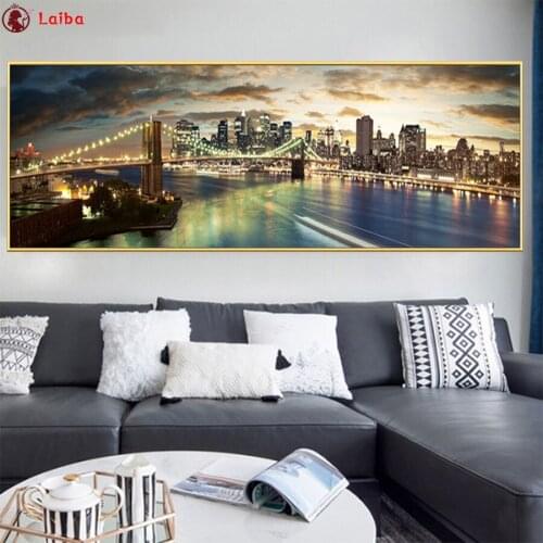 Diy Diamond Painting Brooklyn Bridge Night Landscape diamond mosaic full square drill diamond embroidery cross stitch home decor