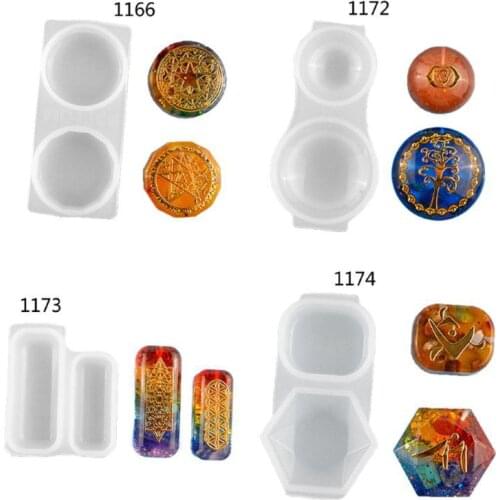 Faceted Round Orgonite Resin Pendant Mold Orgone Silicone Resin Mold with Copper Orgonite Stickers Epoxy Resin Art Craft