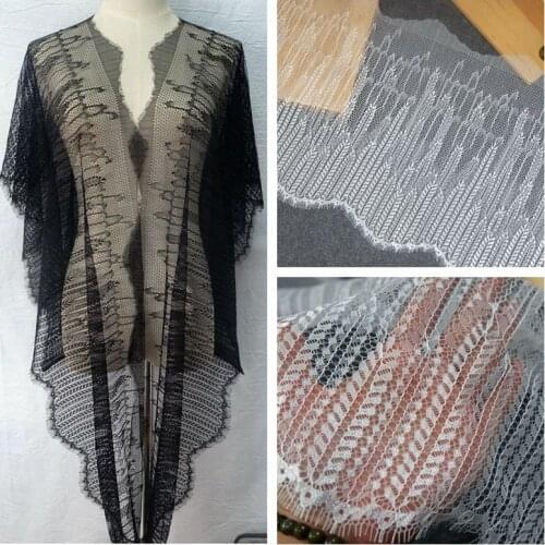 Width 35CM Eyelashes Lace Fabric Handmade DIY Dress Curtain Wedding Veil Stitching Dress Decoration Accessories RS3253