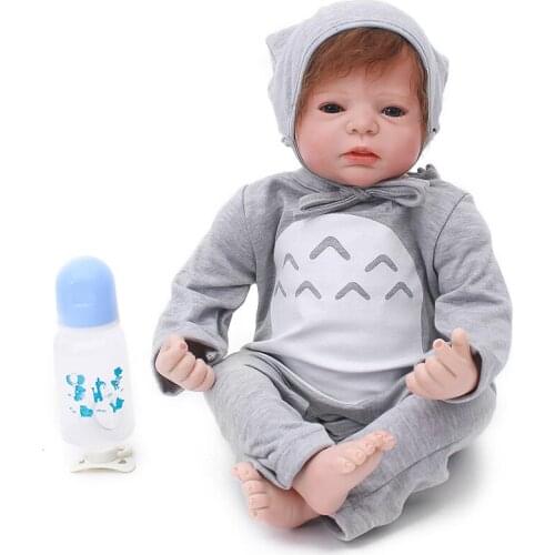 Boneca reborn dolls 22inch 55cm lifelike newborn baby boy silicone dolls toys for children gift bebes reborn menino