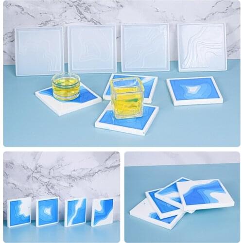 Square Island Coaster Epoxy Resin Mold Cup Mat Silicone Mould DIY Crafts Jewelry Home Decorations Casting Tools