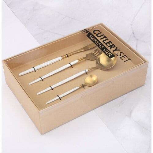 16Pcs Dinnerware Set Stainless Steel Cutlery Forks Knives Spoons Luxury Set Wedding Tableware Western Flatware Set Dropshipping