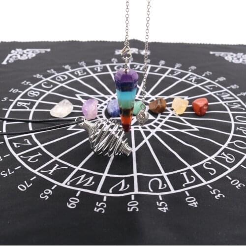 Natural Chakra Crystals and Healing Stones Collection 7 Chakra Set Tumbled Stones,Chakra Pendulum,Interchangeable Cage Necklace