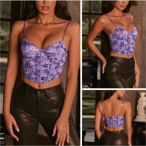 2021 New Womens Tank Tops, Short Vest, Floral Slimming Sexy Thin Irregular Hem Short Off Shoulder Shirt Summer