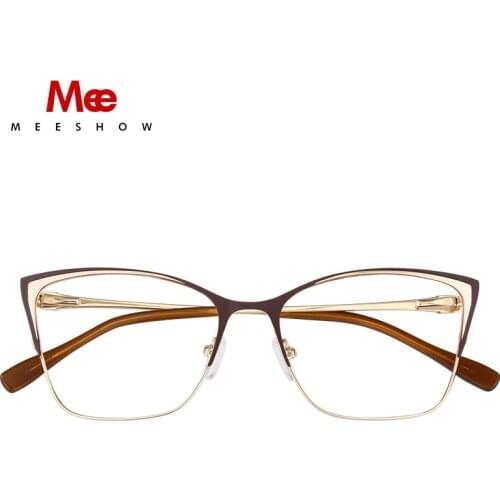 Meeshow New Design Metal Glasses Frame Women Titanium Alloy Cat Eye Eyeglasses Optical Frame Myopia Female Prescription Glasses