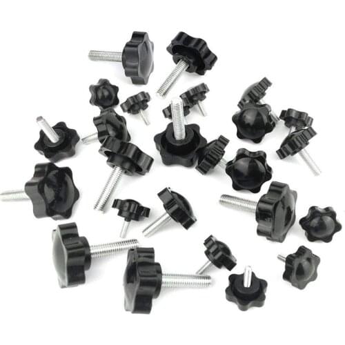 26Pcs Plastic Hex Shaped Hand Knob Tightening Screw Knob Quick Removal Clamping Screw Knob Star Knobs (M4x12mm/M6x20mm/M8x30