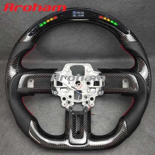 Customize Real Carbon Fiber Black Perforated Leather Steering Wheel For Ford Mustang 2015 2016 2017 2018 2019 2020