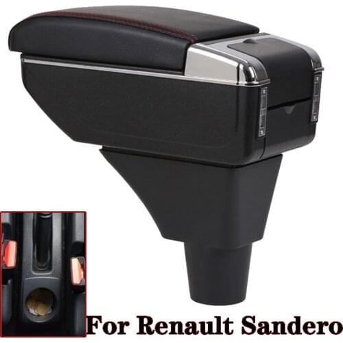 For Renault Sandero Stepway Armrest Box Central Store Content Storage Box with Cup Holder Ashtray Decorative Accessories