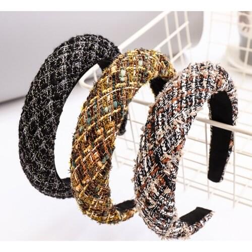 Woolen Fabric Sponge Plain Hairband Headband for Women Girls Hair Accessories