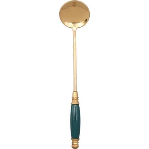 Practical 304 Stainless Steel Spoon Simple Ceramic Handle Coffee Mix Spoon Home Afternoon Tea Dessert Spoon Coffee Spoon