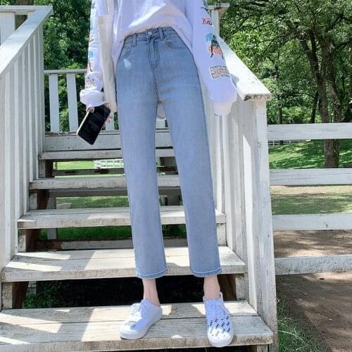 Wide Leg Straight Jeans Womens Autumn and Winter 2020 New Korean Students Loose High Waist All-match Casual Pants Waistband