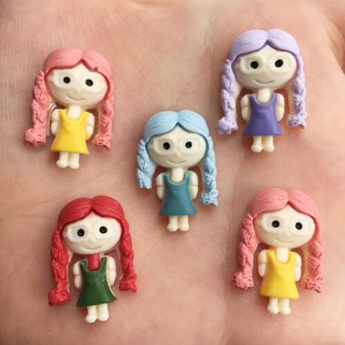 Hand Painted Resin Mix Kawaii Colorful Glasses girl Flat back Cabochon Stone 12 PCS Scrapbook DIY Decor Home Figurine Crafts