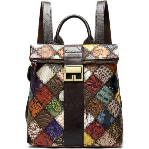 MAHEU Fashionable Women Backpack Genuine Leather ethnic style Ladies Daypacks Travel Backpack Of Girls 2020 New Arrivals