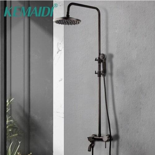 KEMAIDI ORB Shower Set Rainfall Brass Shower Faucet Adjust Shower Height Hot Cold Bathroom Mixer shower Systems Faucets