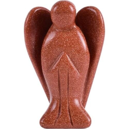 Angel Figurine Miniature Hand Carved Mini Animal Gold Sandstone Statue Reiki Chakra Crystal Stone Home Decoration Accessories